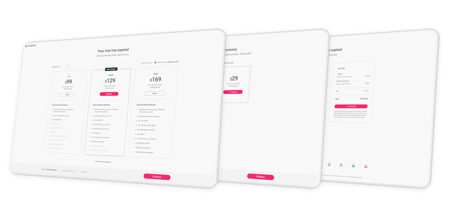 Atera Purchase Pages Redesign