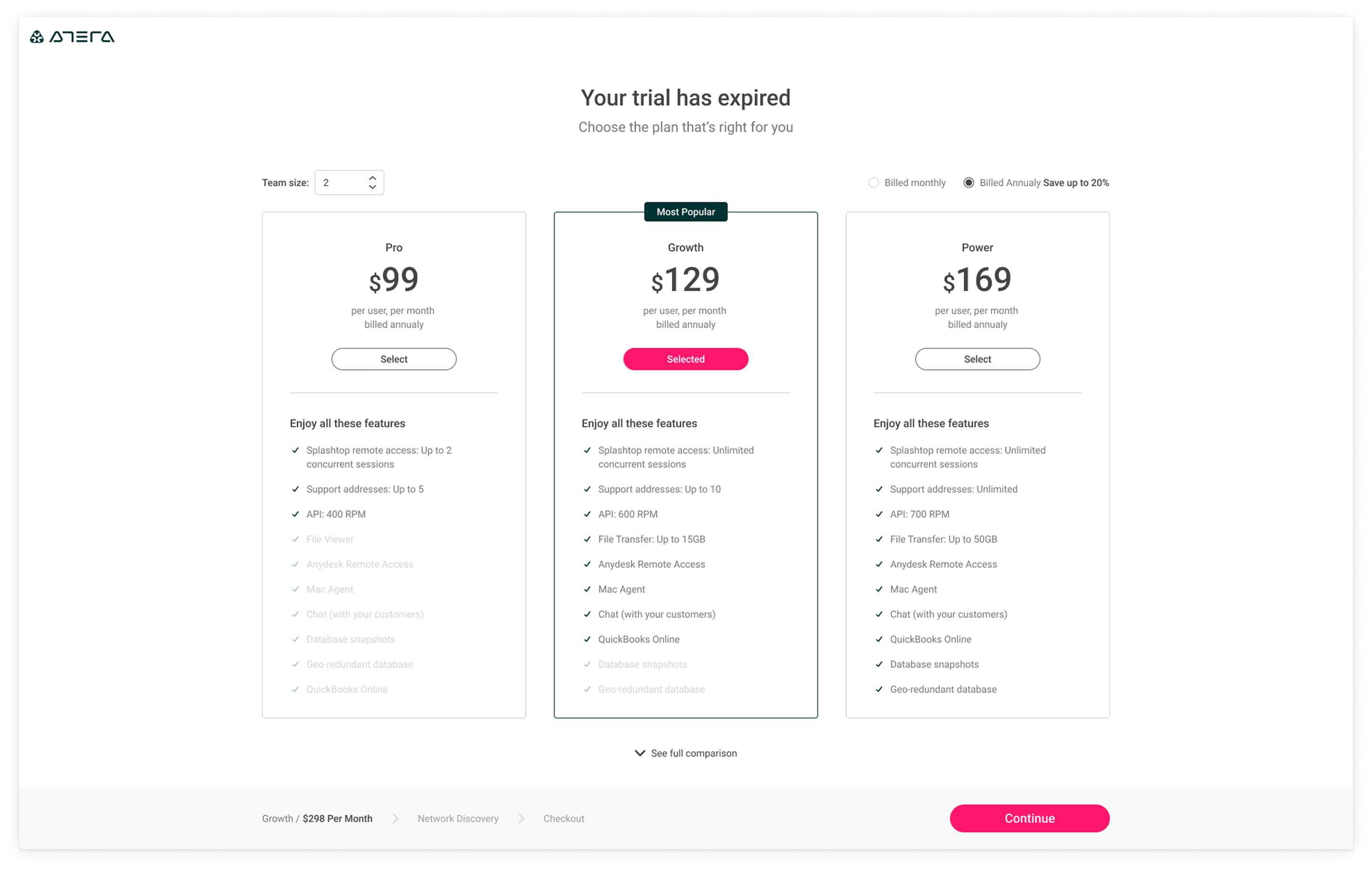 Final design — Plan selection page