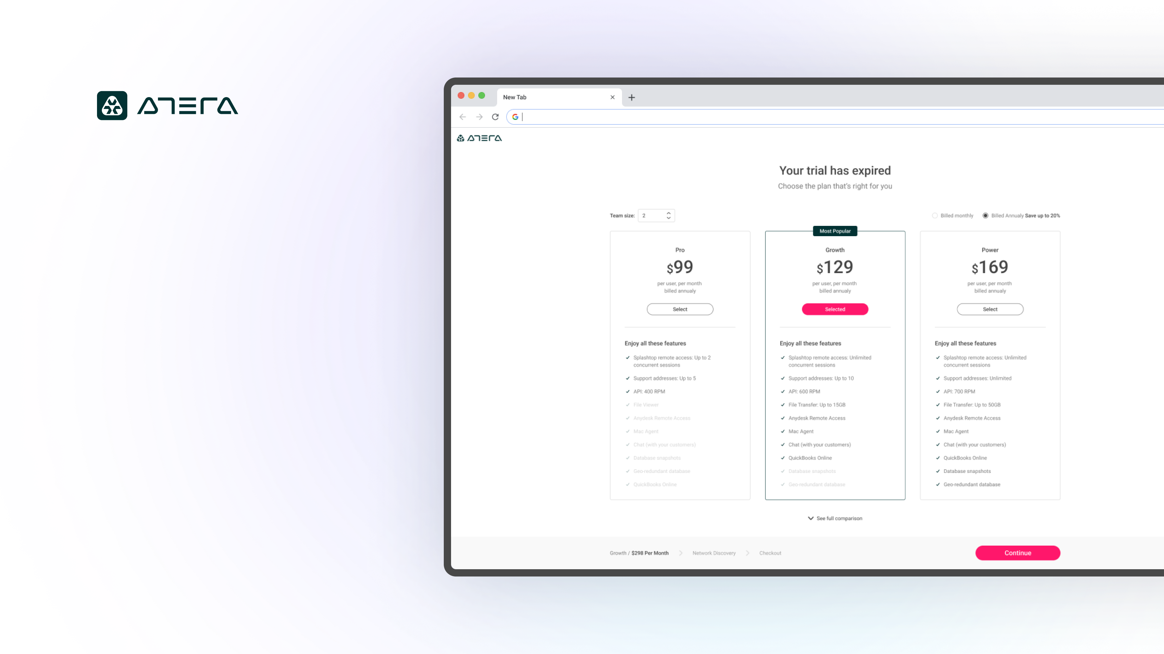 Atera Purchase Pages Redesign