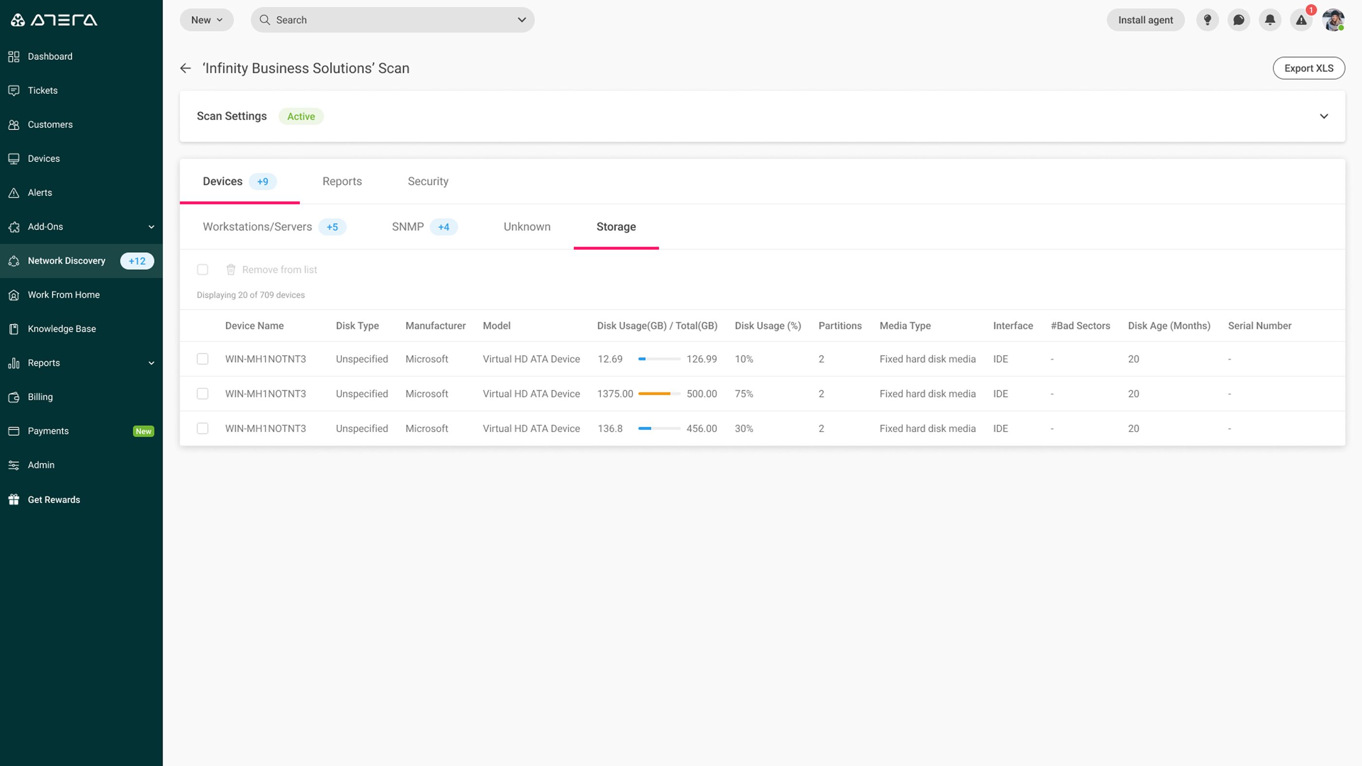 Devices — Storage view