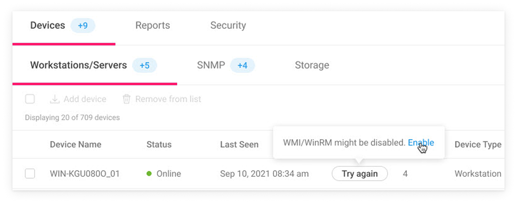 Try again tooltip with knowledge base link