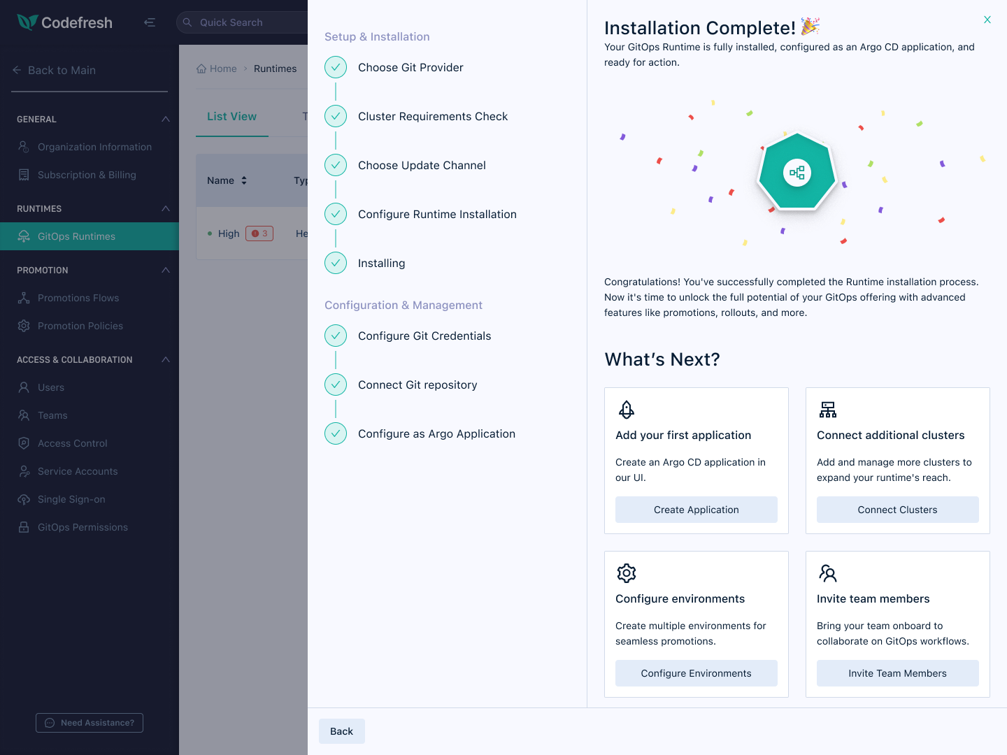 Sequenced What's Next steps after installation